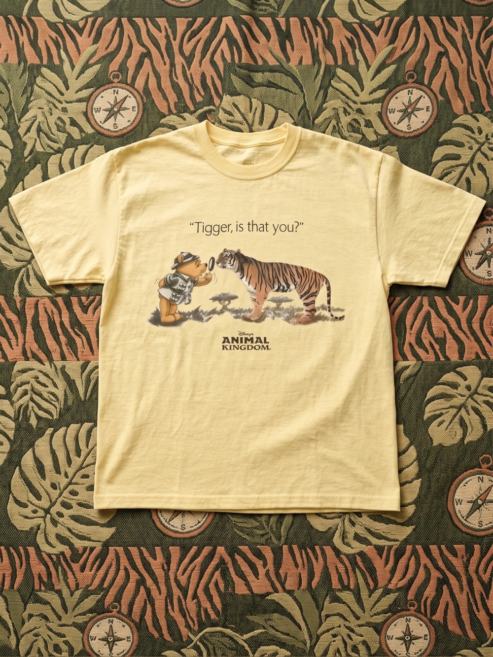Cute Animal Kingdom Bear & Tiger Graphic Tee | Gildan Style Fit Light Yellow